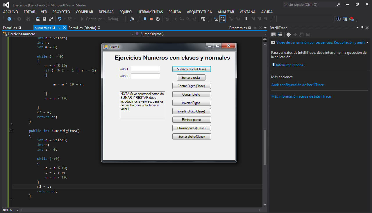 EJERCICIOS EN C# ejercicios en c#: